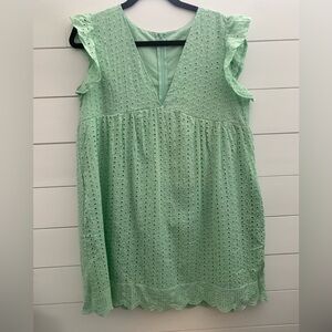 TikTok dress, mint green eyelet dress.